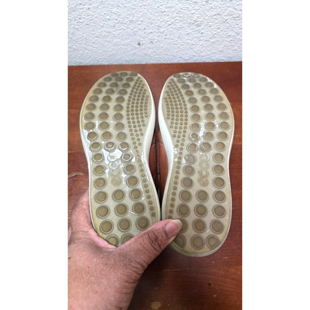 Ecco‎ Men Brown Leather Woven Boho Vacations Beach Slip-On Shoes Size 41 EU